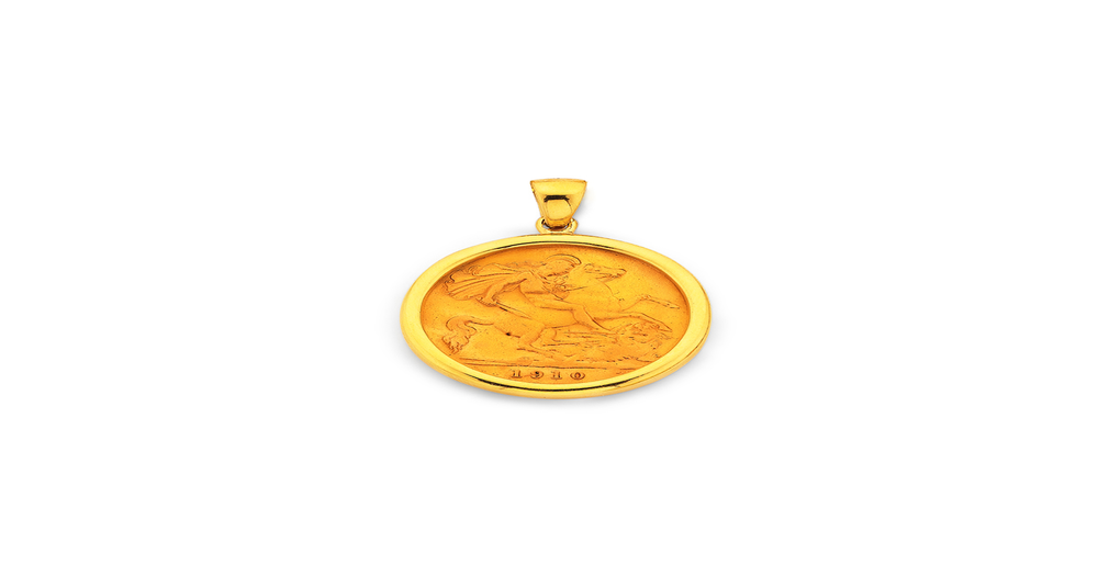 22ct Half Sovereign Coin In 9ct, Pendant | Pascoes