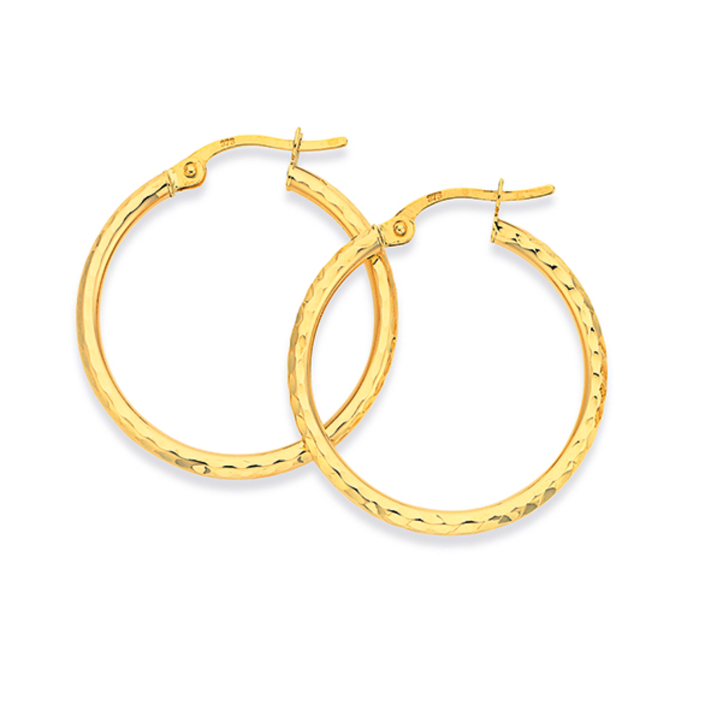 9ct gold diamond cut deals hoop earrings