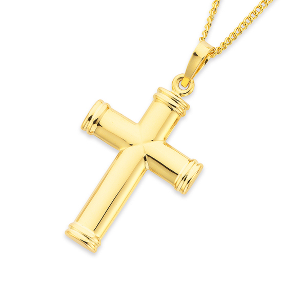 Mens 9ct gold on sale cross and chain