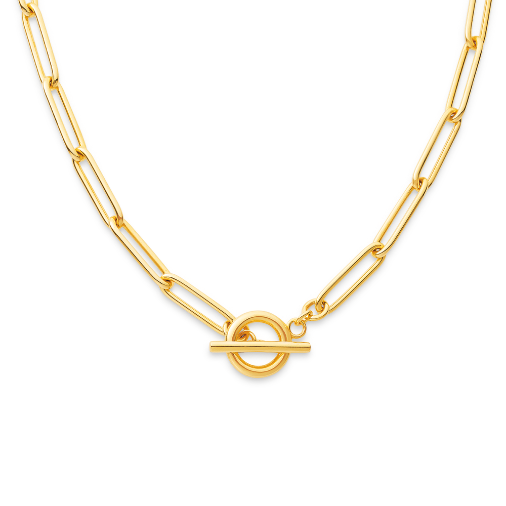 Hatton Garden Close Out Deal - 9K Yellow Gold Paperclip Heart Necklace  (Size - 18), Gold Wt. 10.02 Gms - 8728969 - TJC