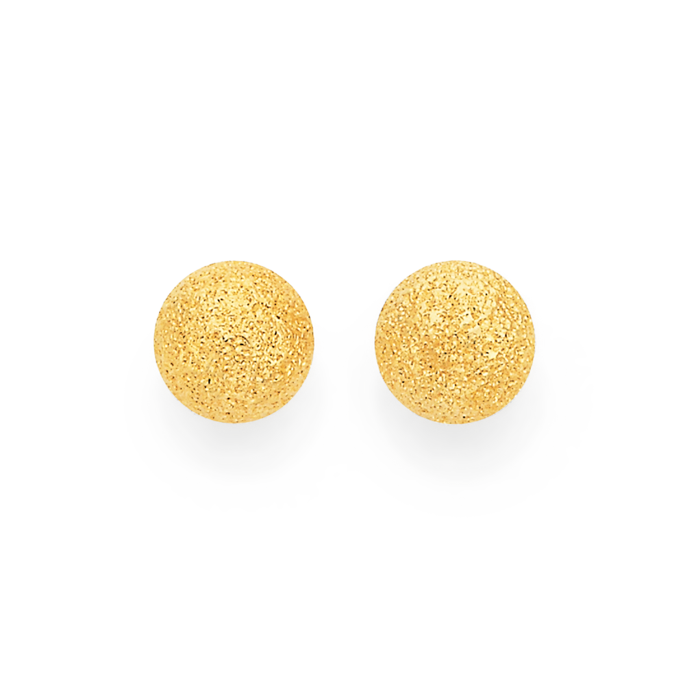 14K Yellow Gold Ball Stud Earrings Made In Italy 6mm