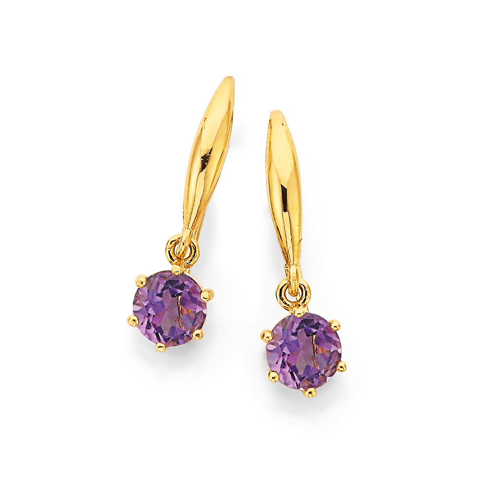 10k Yellow Gold Amethyst Drop Earrings | Gemstone Earrings | Jewelry &  Watches | Shop The Exchange