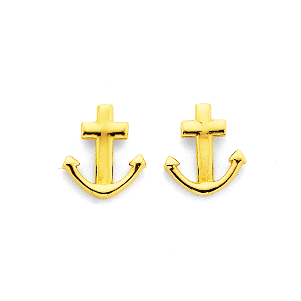 Anchor Diamond Huggie Earrings, 14K | Island Sun Jewelry Beach Haven NJ