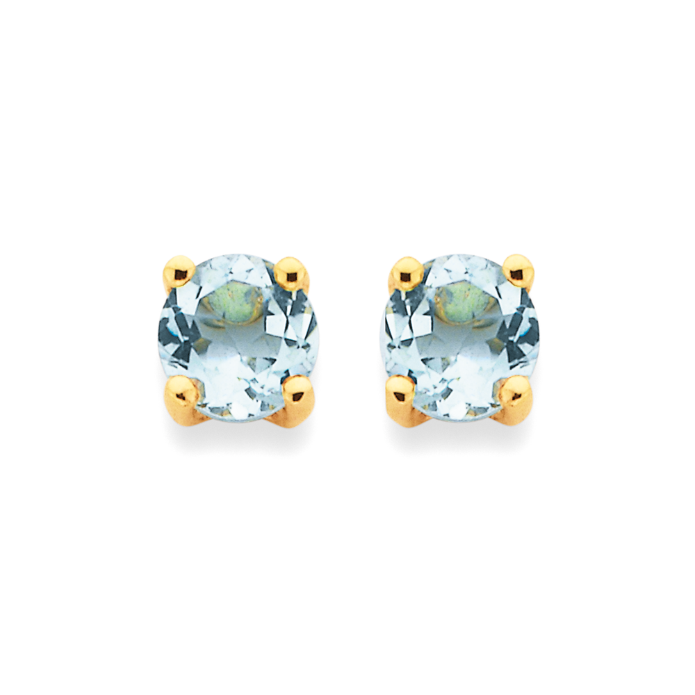 4.0mm Princess-Cut Aquamarine Solitaire Stud Earrings in 14K Gold | Peoples  Jewellers