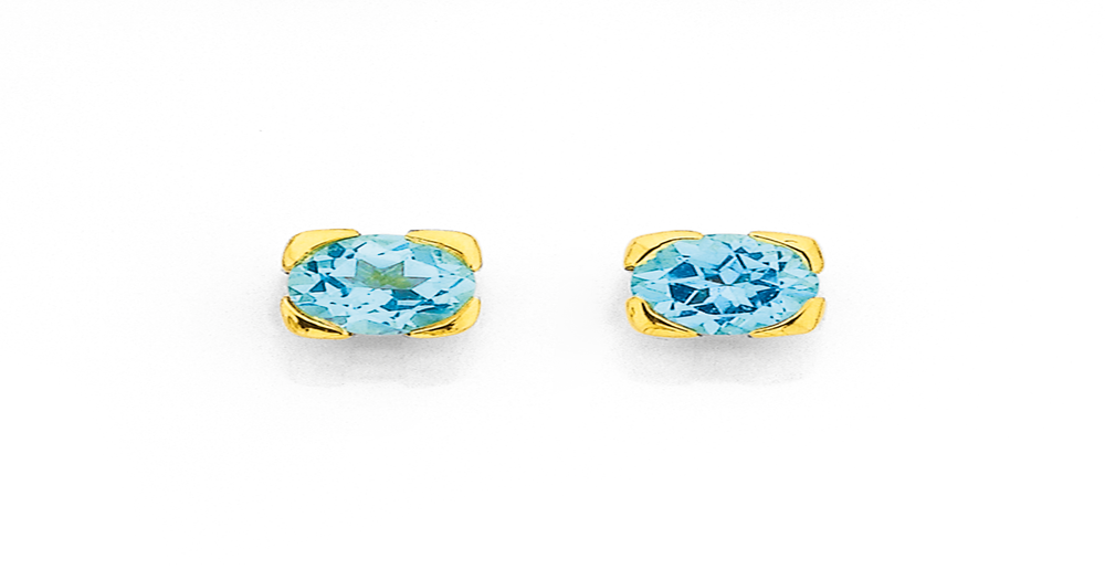 9ct, Blue Topaz Studs In Blue 