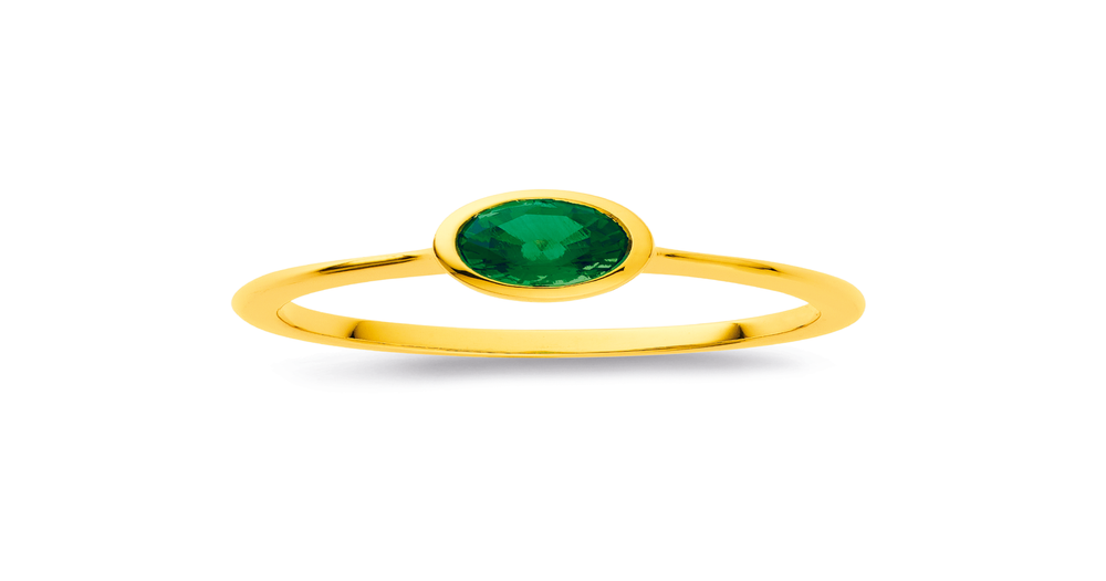 9ct Created Emerald Ring in Green | Pascoes