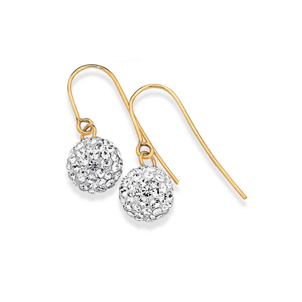 Sterling Silver Crystal Set Ball Drop Earrings - Optima Jewellery