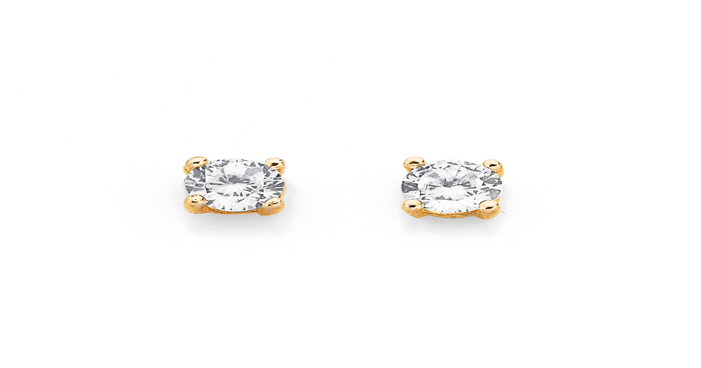 9ct, Cubic Zirconia 3mm Round Stud Earrings in White | Pascoes