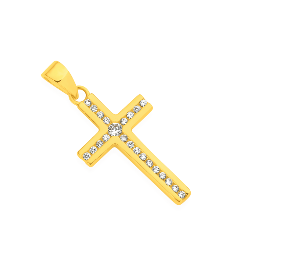 Mens cubic zirconia hot sale cross necklace