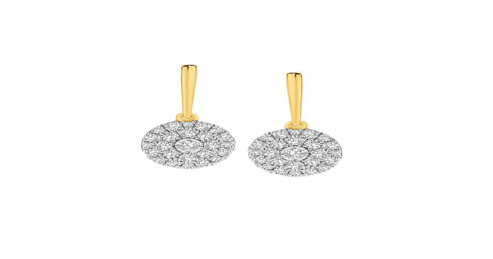 9ct, Diamond Cluster Drop Stud Earrings | Pascoes