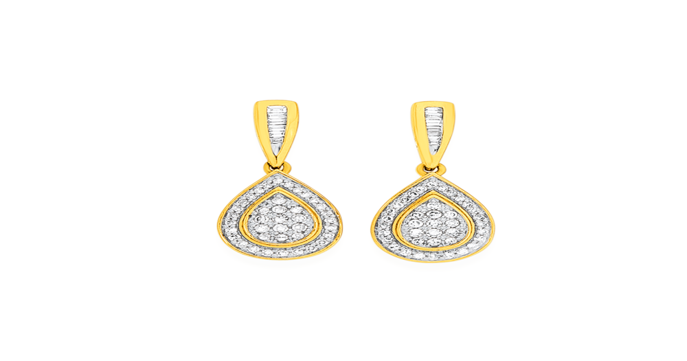9ct, Diamond Cluster Pear Shape Drop Earrings | Pascoes