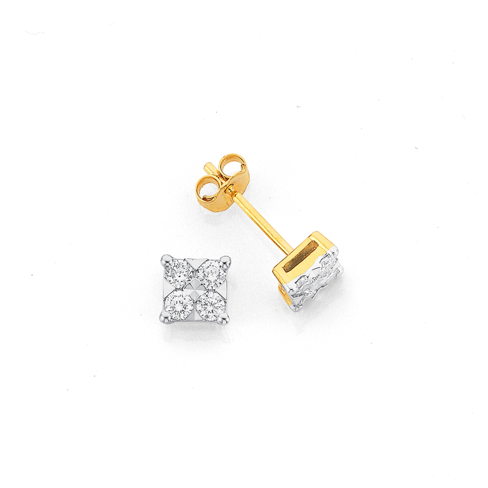 9ct White Gold, Cluster Diamond Earrings | Pascoes