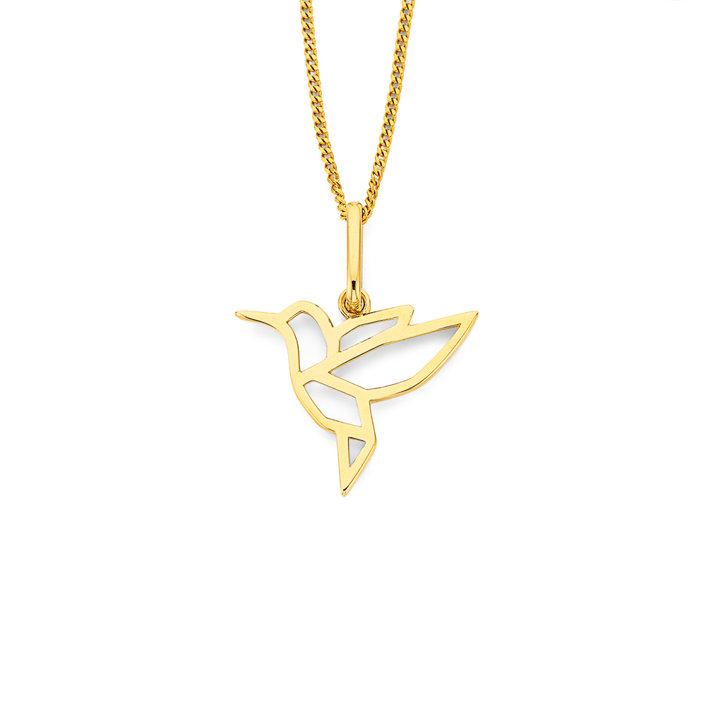 Gold on sale hummingbird pendant