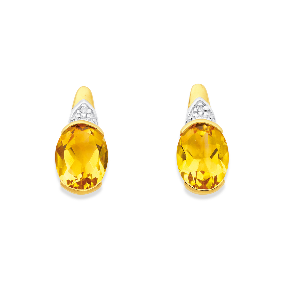 Citrine and diamond stud on sale earrings