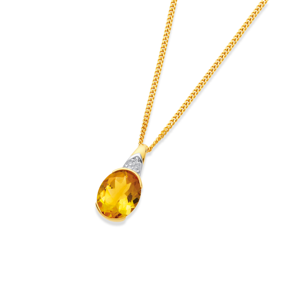 Citrine and diamond on sale pendant