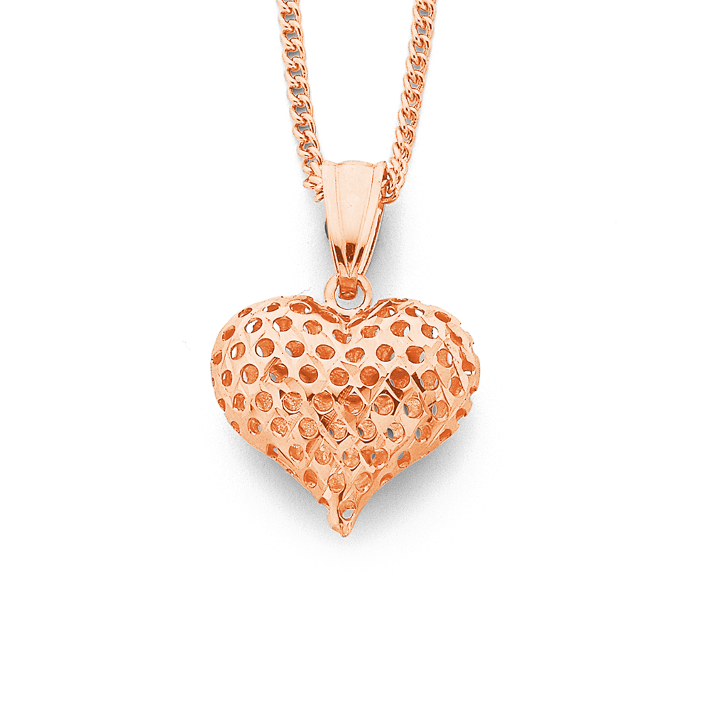3D Heart Pendant Necklace in Rose Gold| Lisa Angel Jewellery