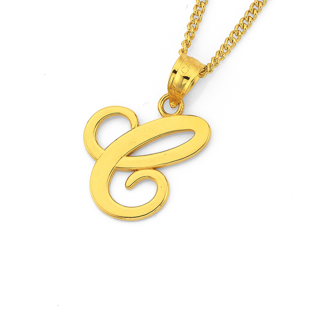Buy C Initial Pendant, 10K Gold Diamond Script Initial Necklace, Letter C  Pendant, Personalized Gift, Birthday Gift for Women, Online in India - Etsy