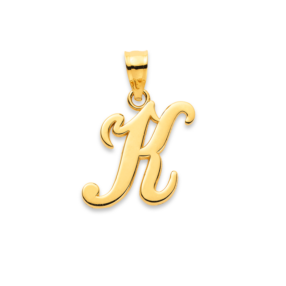 14K Yellow Gold, Kendall Collection, Block Initial K Necklace, 16 Inch -  The Black Bow Jewelry Company