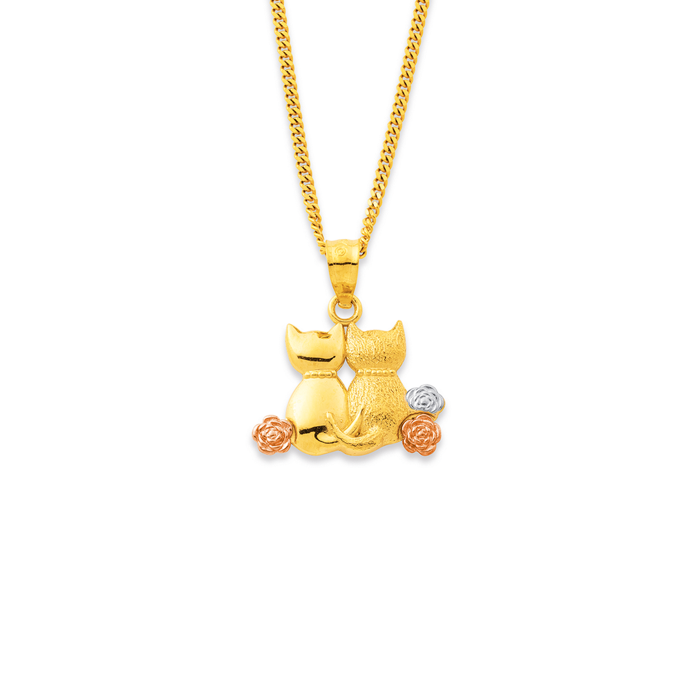 Gold cat clearance pendant