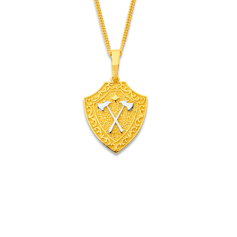 Gold sale shield pendant