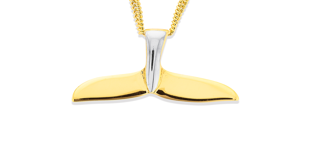 9ct Two Tone, Whale's Tail Pendant
