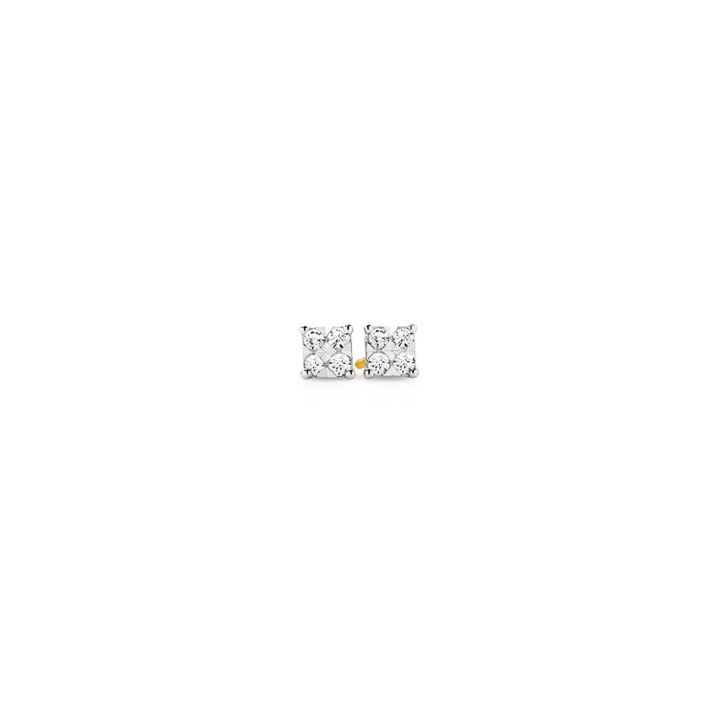 4ct 925 Sterling Silver Stud Earring Square Diamond Earring Men Earrin –  Gold Diamond Shop