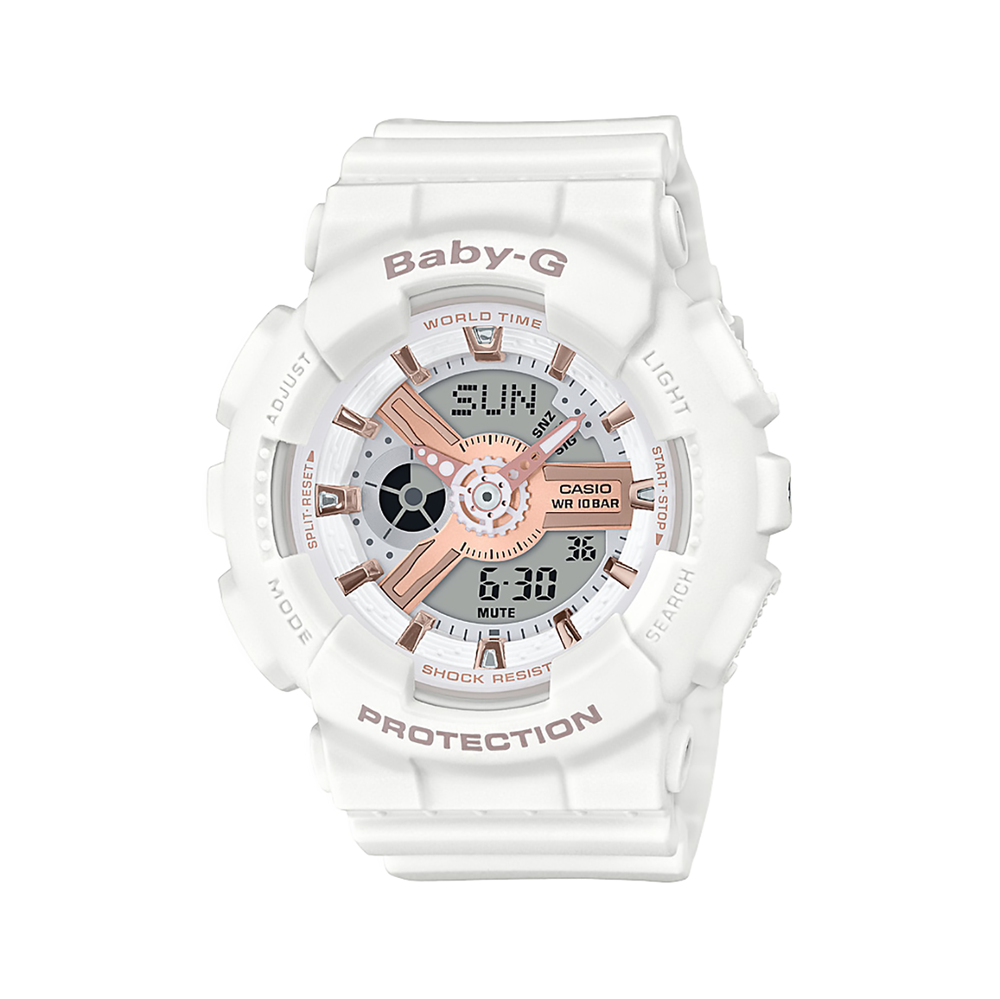 White And Rose Gold Casio Baby-g Watch in White | Pascoes