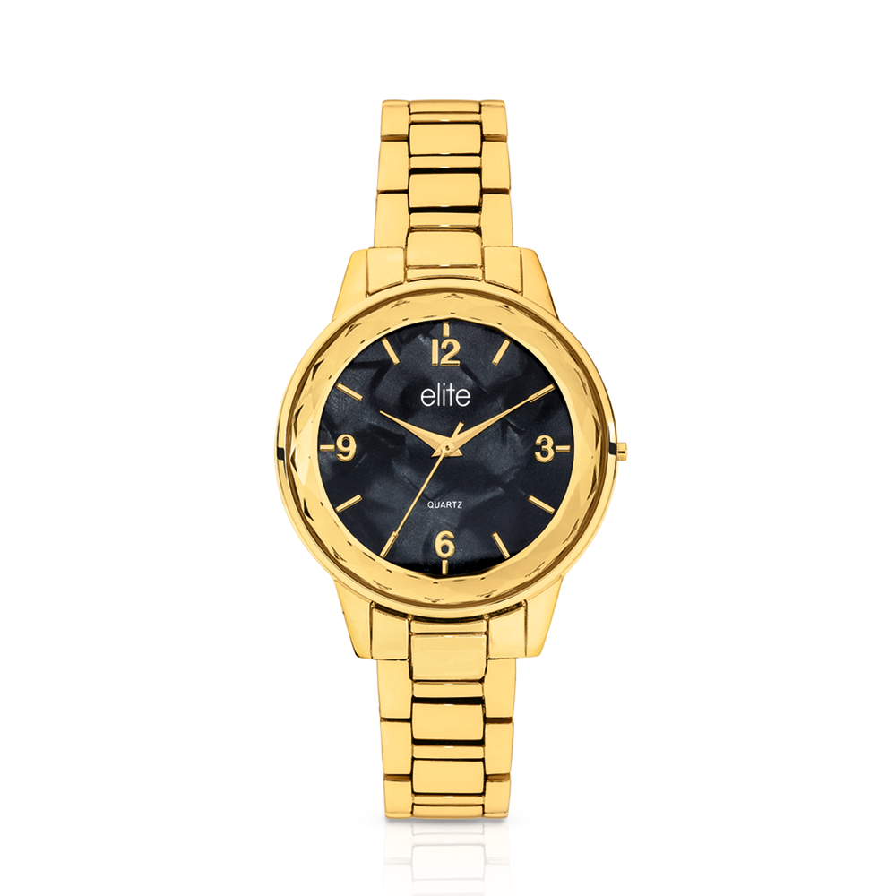 Elite ladies clearance gold tone watch