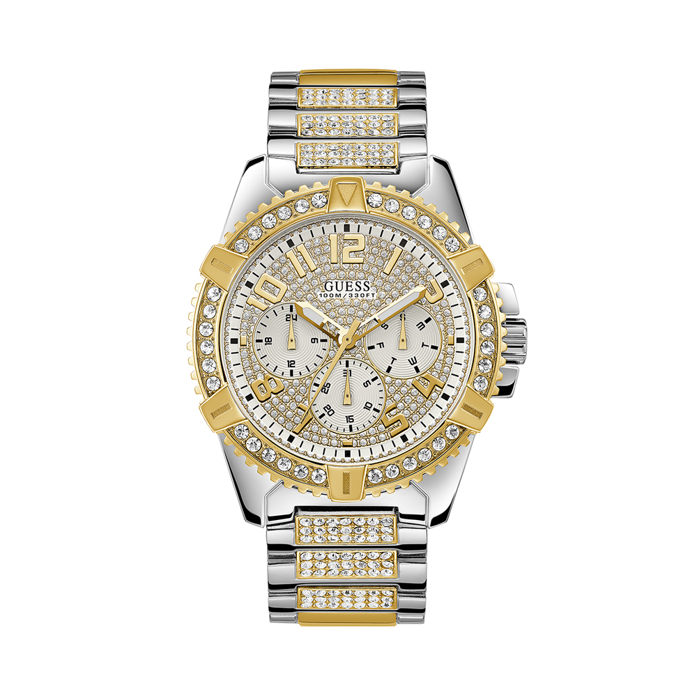 Cheap Guess Watches - Gold Gold-Tone Chrono-Look Multifunction Mens