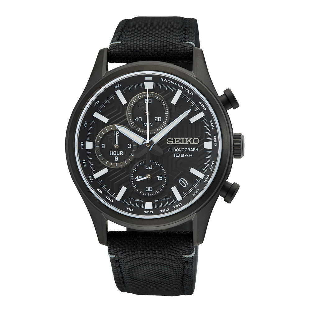 Seiko chronograph outlet 100m leather strap