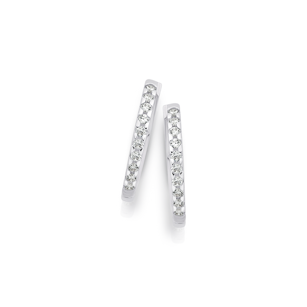 Silver cubic deals zirconia huggie earrings