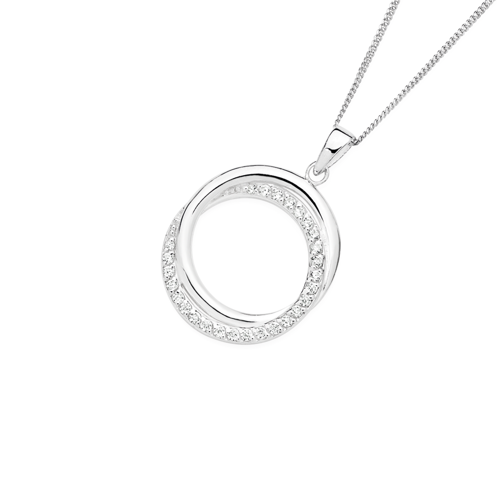 Cz circle pendant on sale necklace