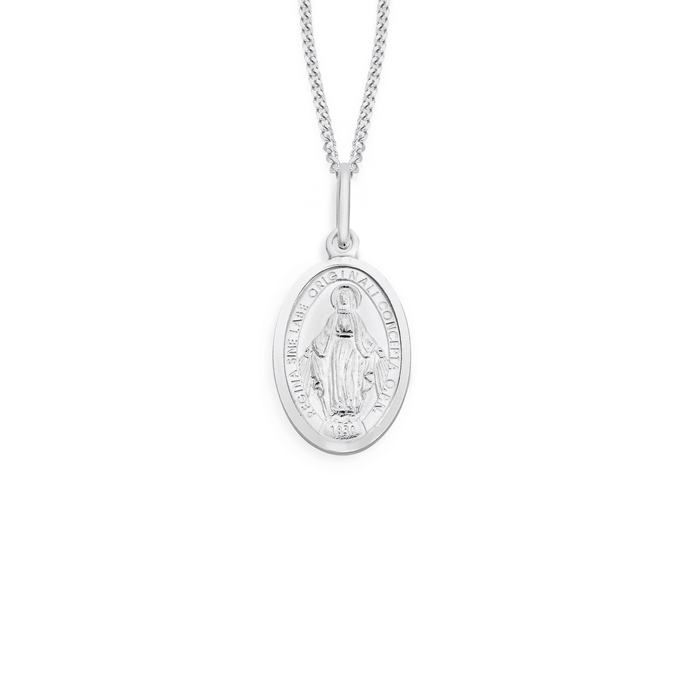 Sterling silver miraculous on sale medal and chain