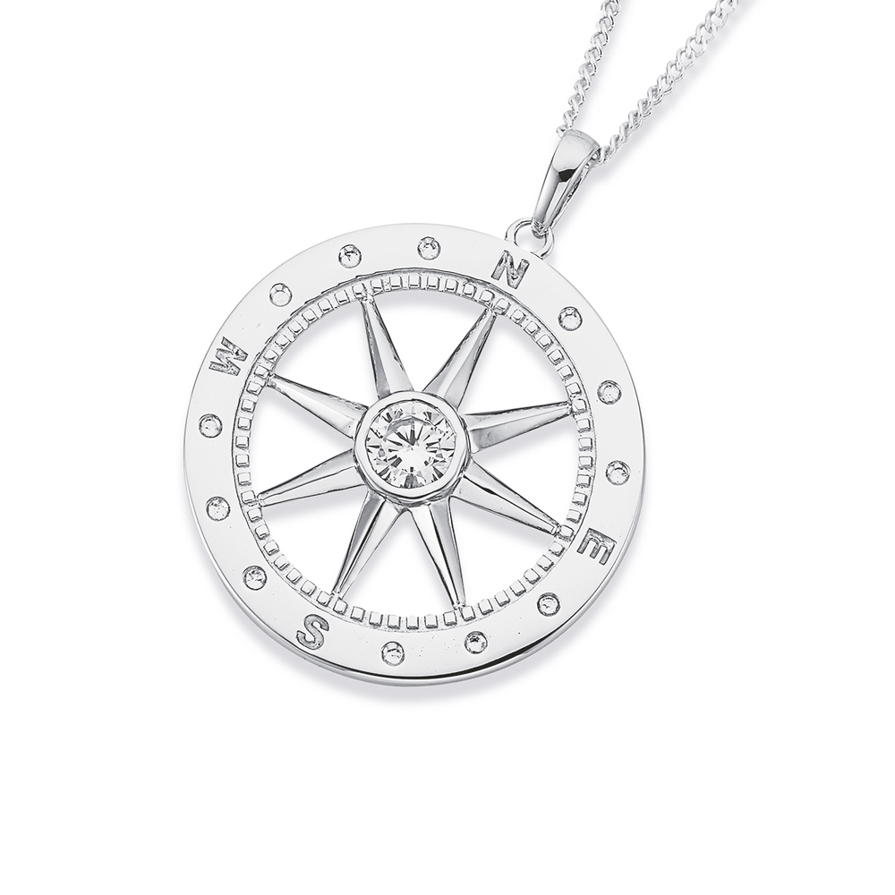 Sterling Silver Working Compass Fob Necklace – Boylerpf
