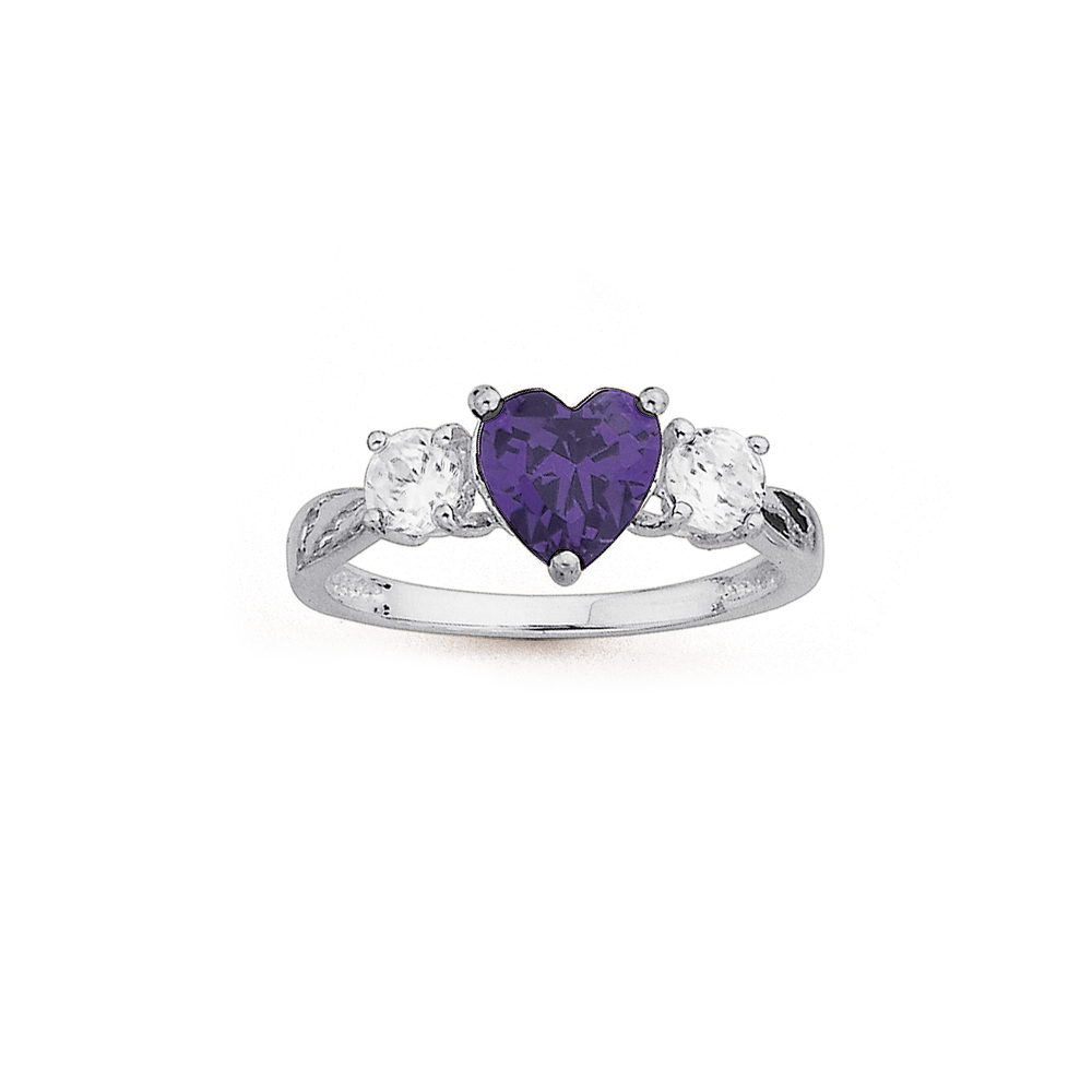 sterling silver purple heart ring