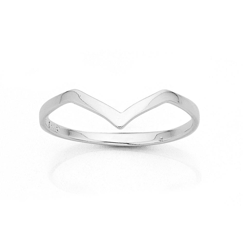 Silver chevron outlet ring