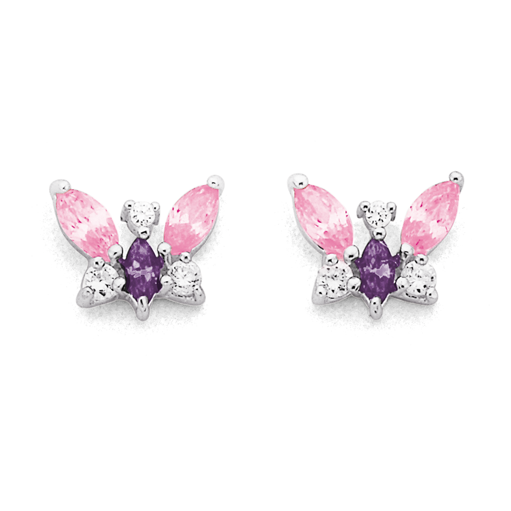 Butterfly Signature Stud Earrings in Fuchsia and Black Diamond – Cristal  Jewelry