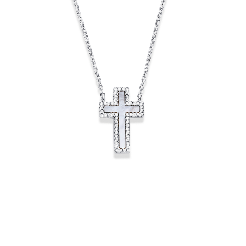 White Gold Sapphire Cross Necklace – Fennes Jewellery
