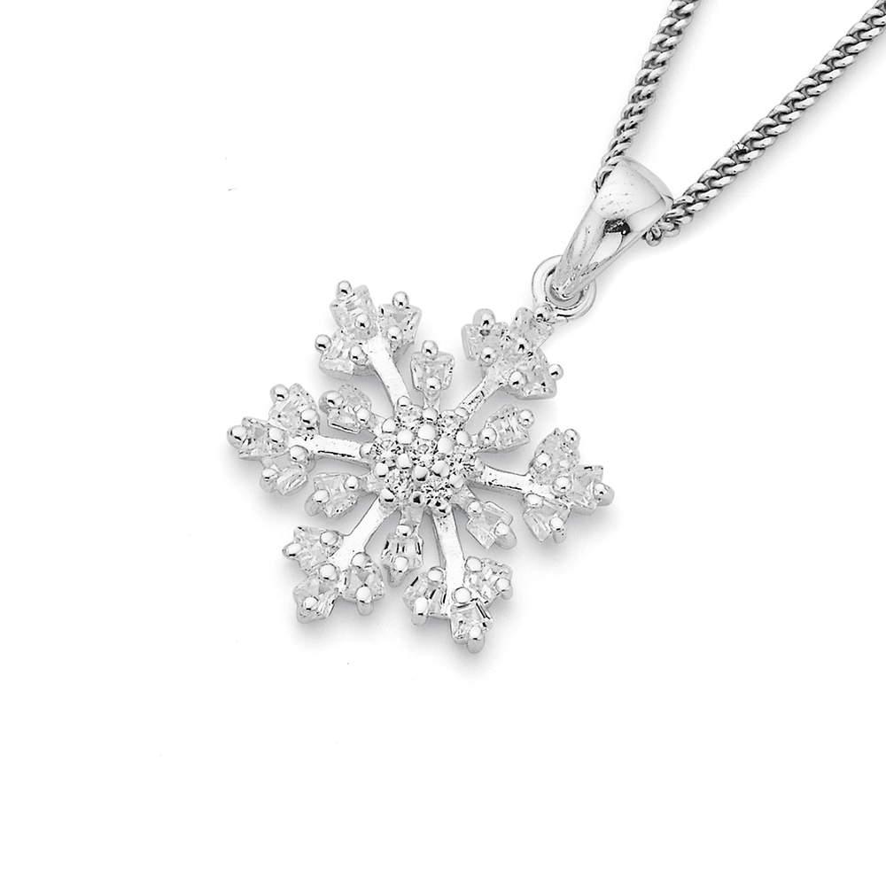 Cubic Zirconia 925 Silver Snowflake Pendant Necklace Women Wedding Jewelry  Gifts | eBay
