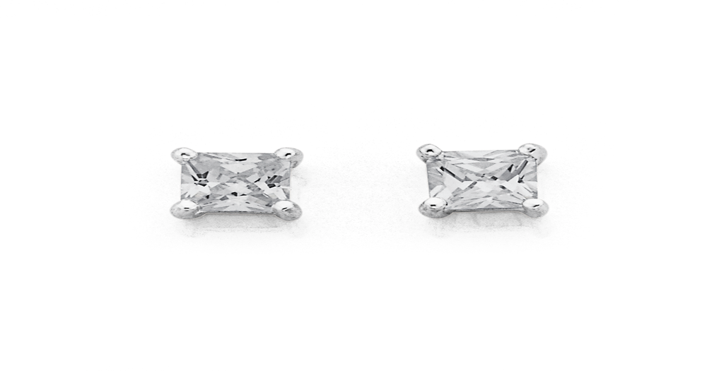 Sterling Silver Cubic Zirconia Studs in White | Pascoes