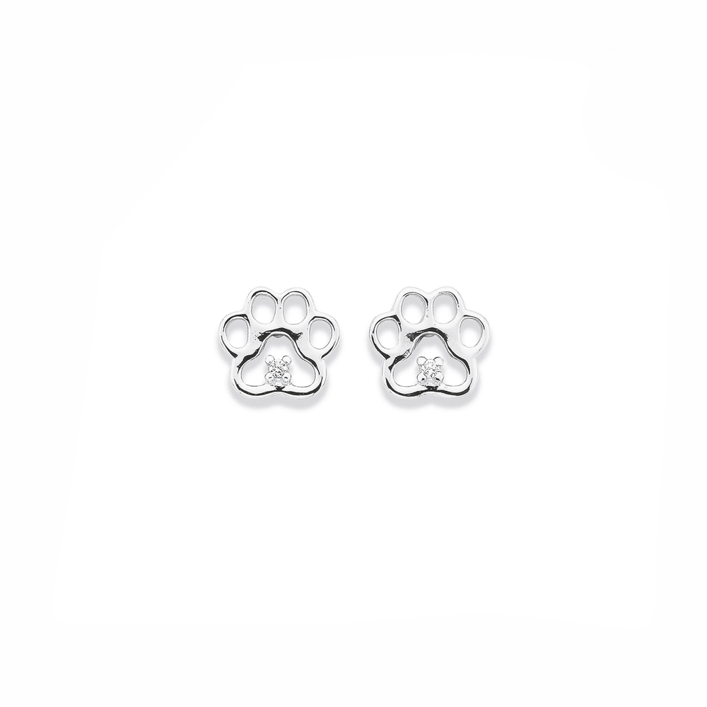 1/6 CT. T.W. Enhanced Black and White Diamond Paw Print Stud Earrings in  Sterling Silver | Zales Outlet