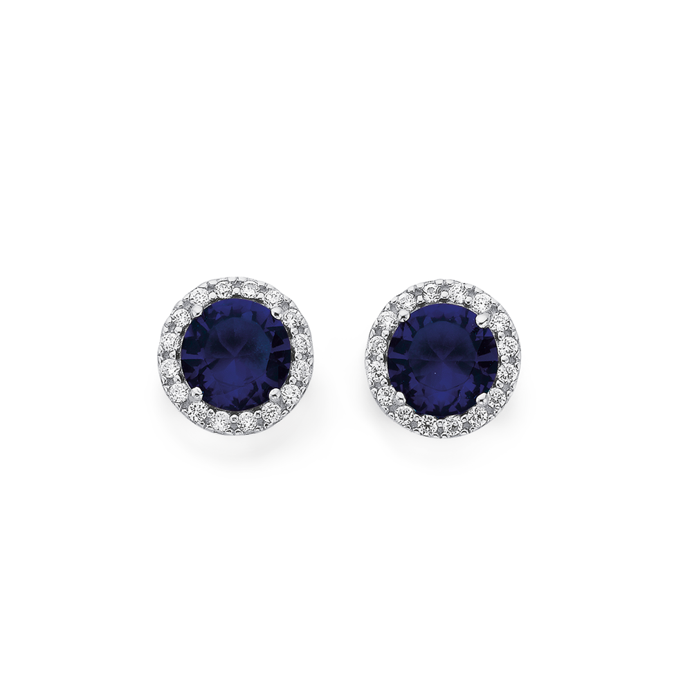 Blue cluster store earrings