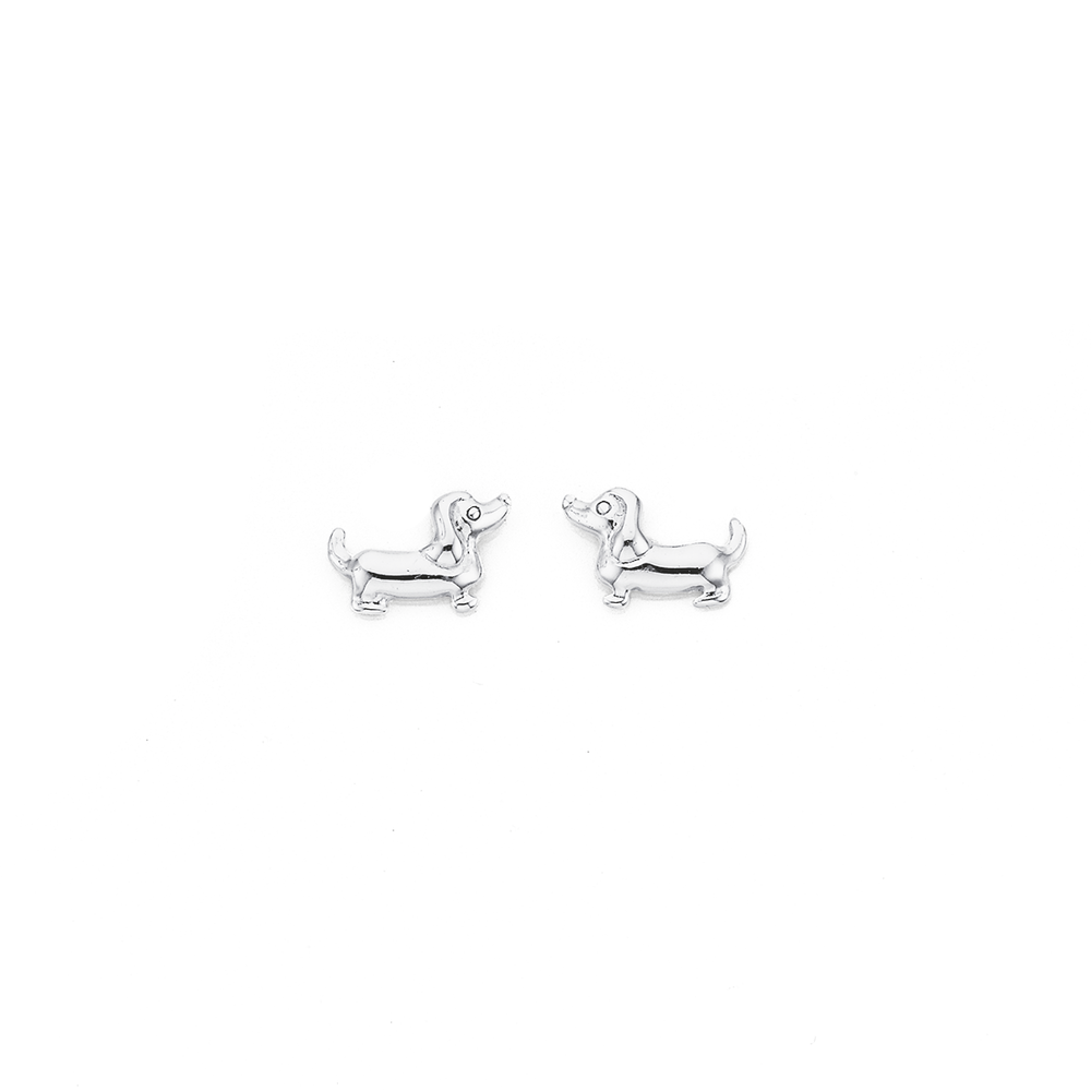 Silver dog outlet earrings