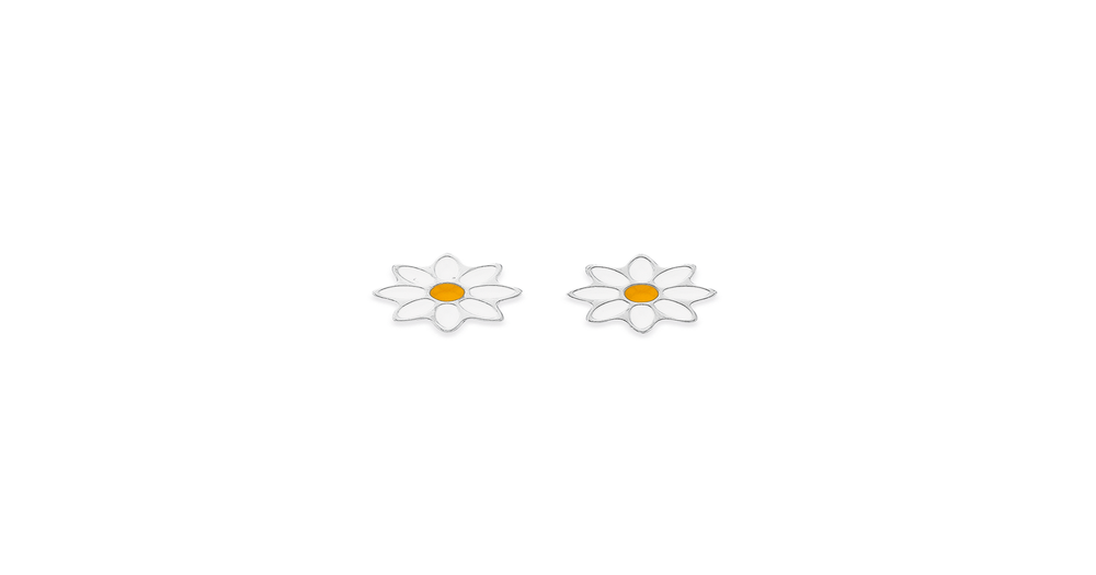 Sterling Silver Enamel Daisy Studs | Pascoes