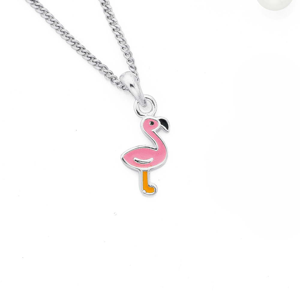 Pixel Flamingo Bird Shaped Animal Lover Pendant Necklace in Rose Gold –  DOTOLY