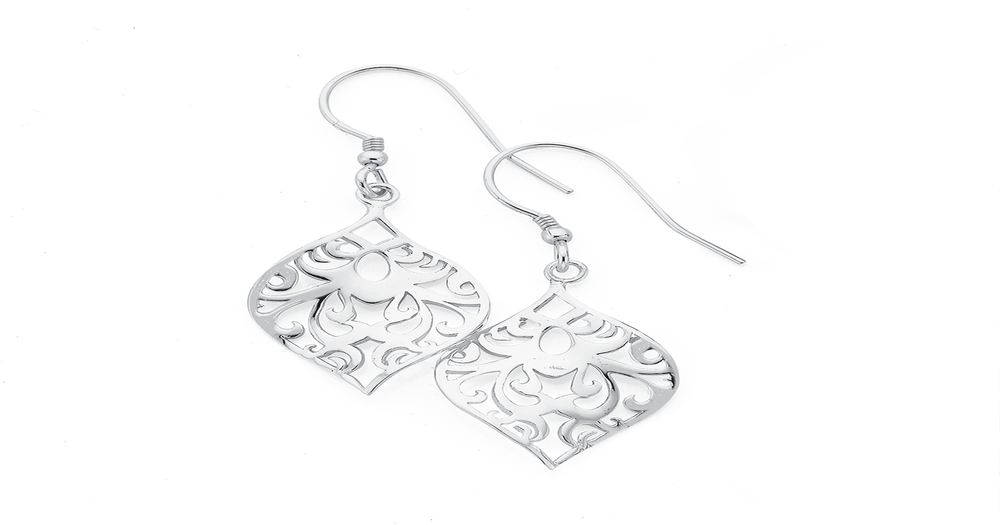 Sterling Silver Filigree Twist Drop Earrings Pascoes