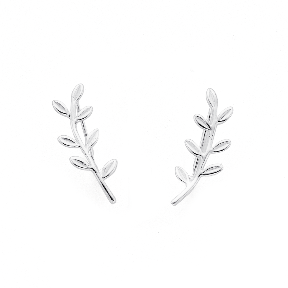 Crystal & Pearl Leaf Earrings