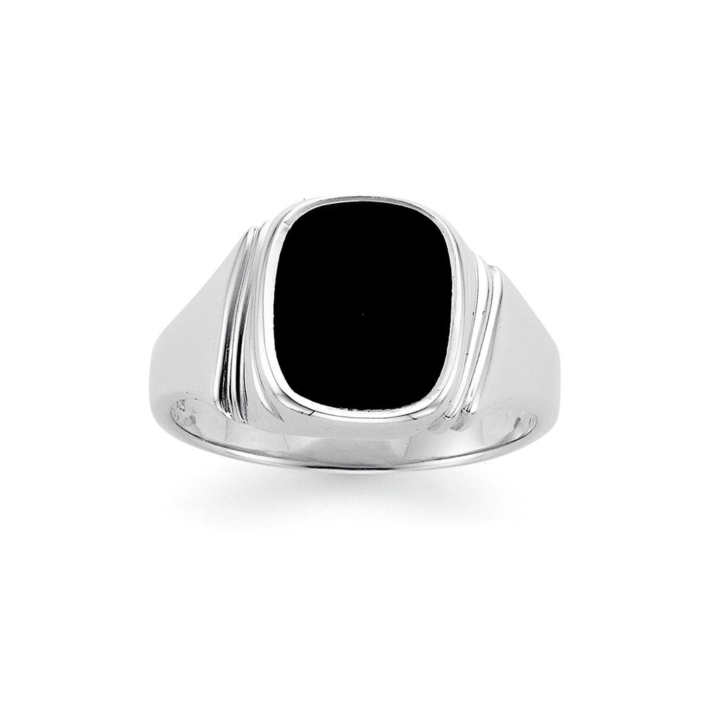 Ring with Black Onyx in Sterling Silver