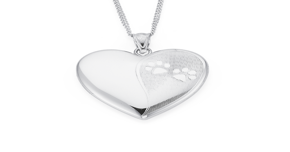 Sterling Silver Paw Prints Locket | Pascoes