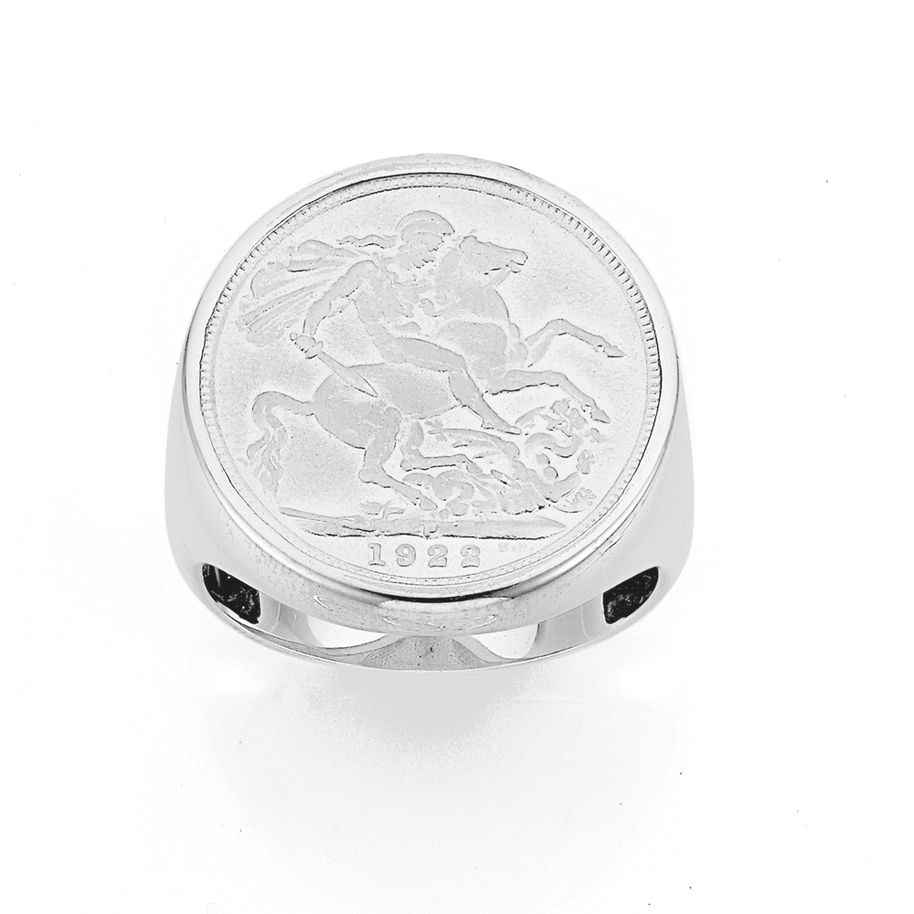 Mens silver sovereign on sale rings